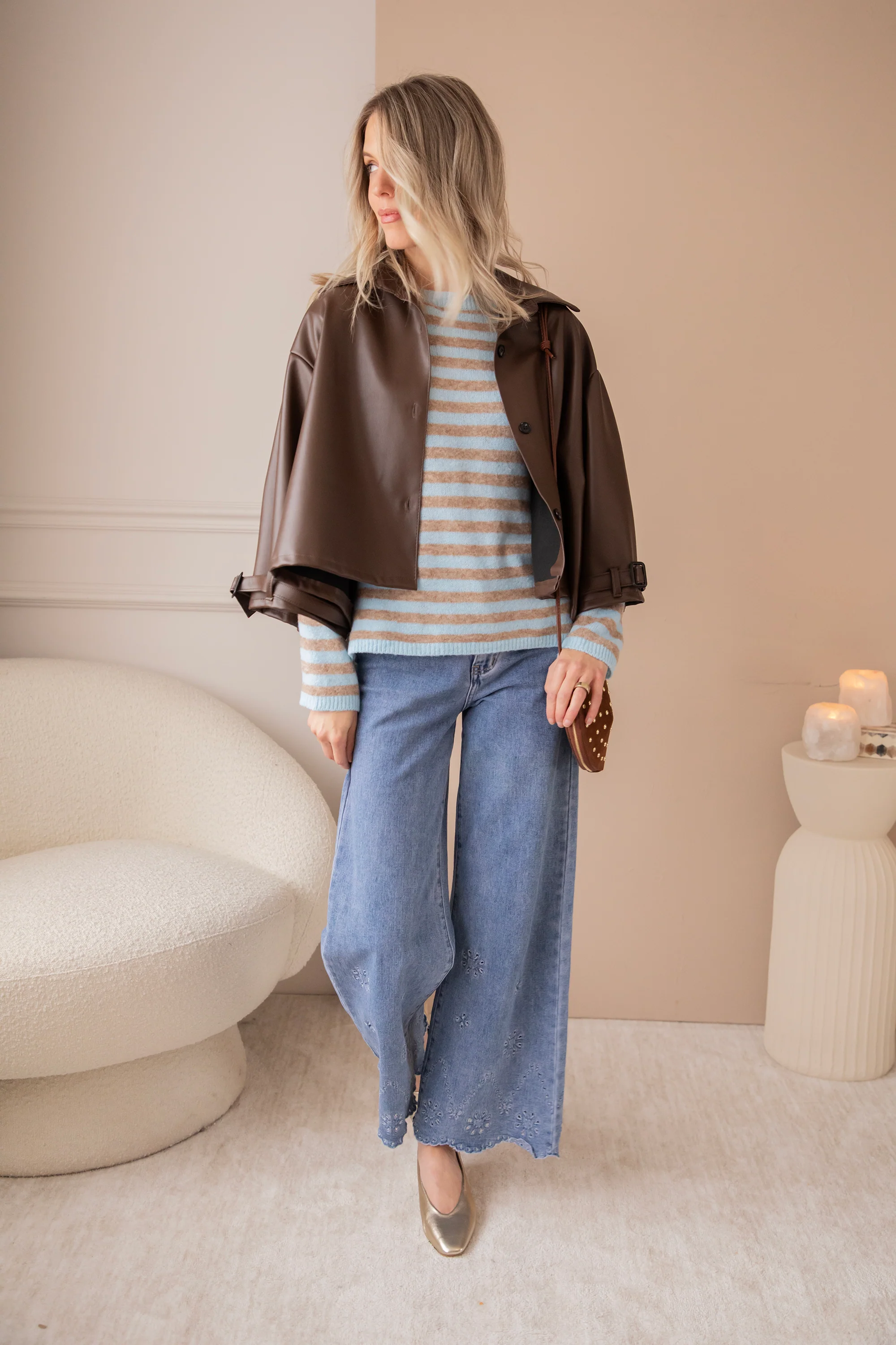 Billy Stripe Blue/Camel - Trui - Image 4