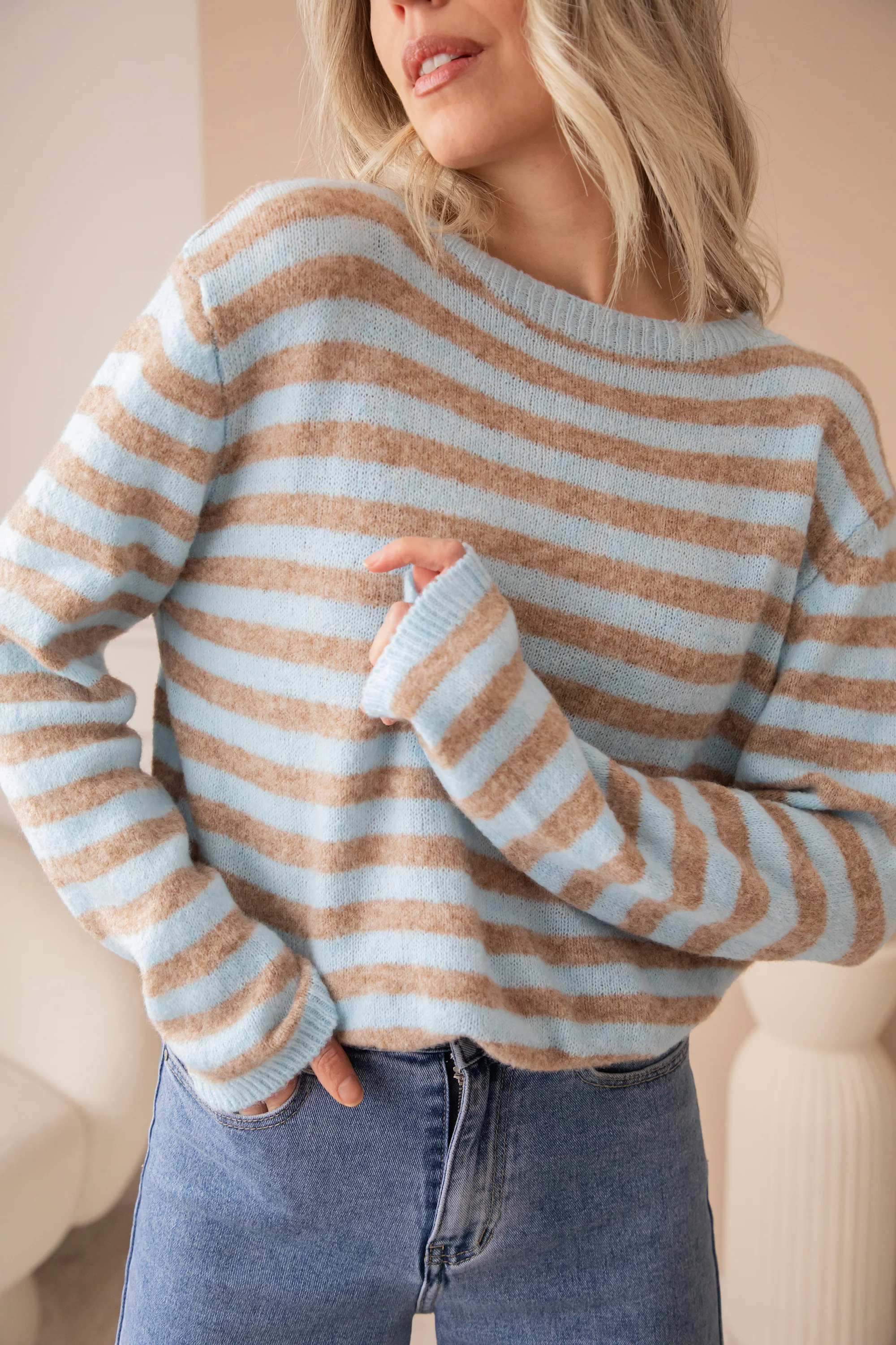 Billy Stripe Blue/Camel - Trui - Image 7