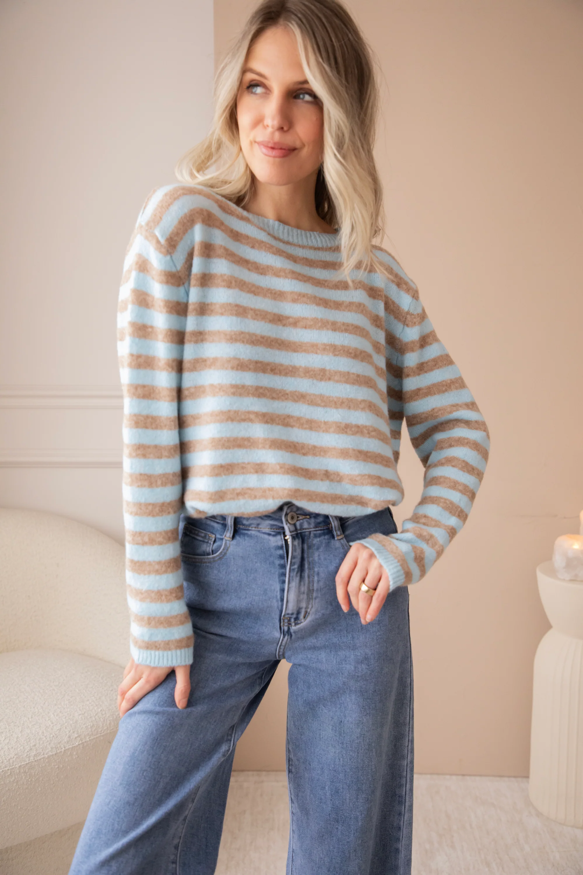 Billy Stripe Blue/Camel - Trui - Image 8