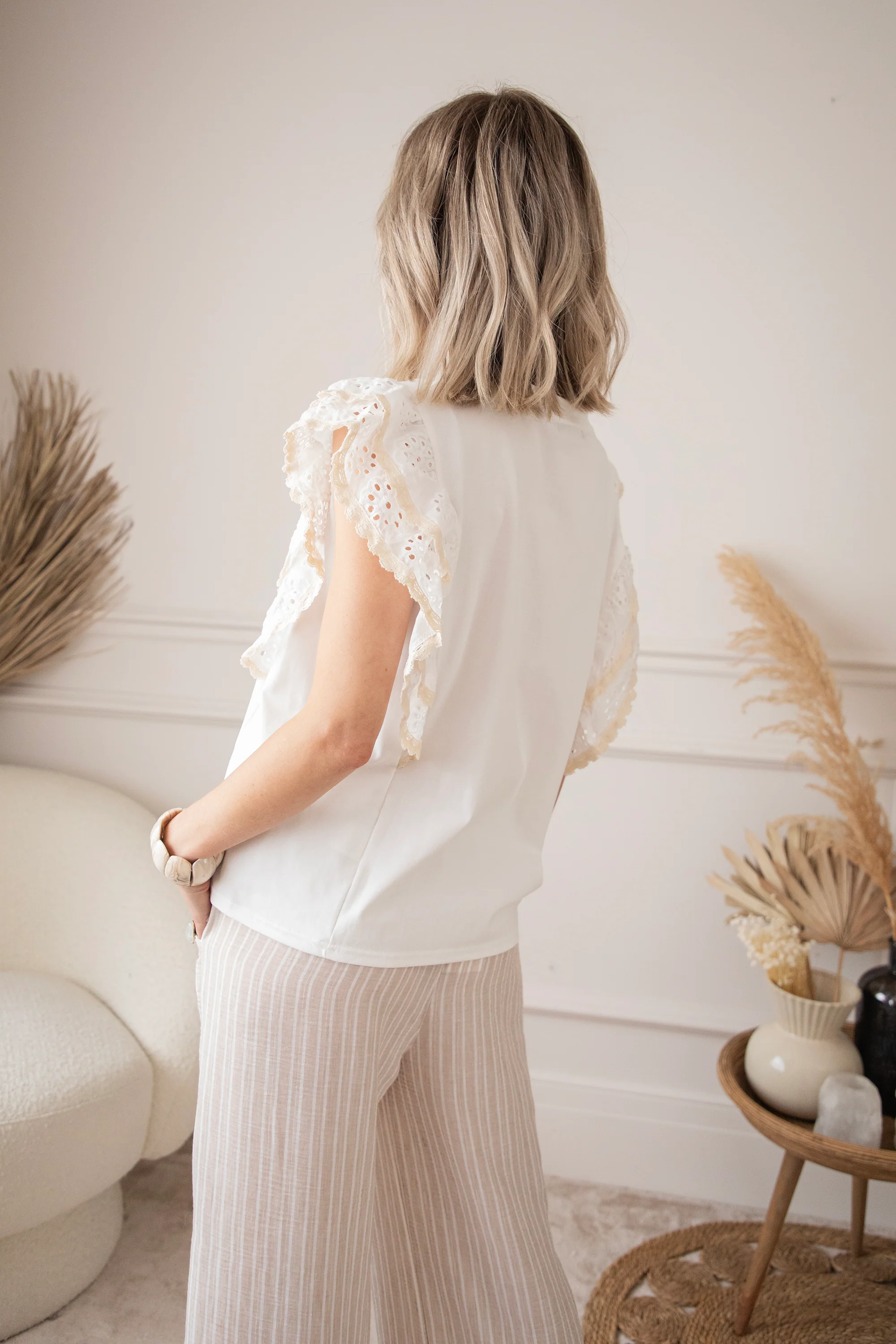 Bloomy Embroidery Layers White - T-Shirt - Image 15