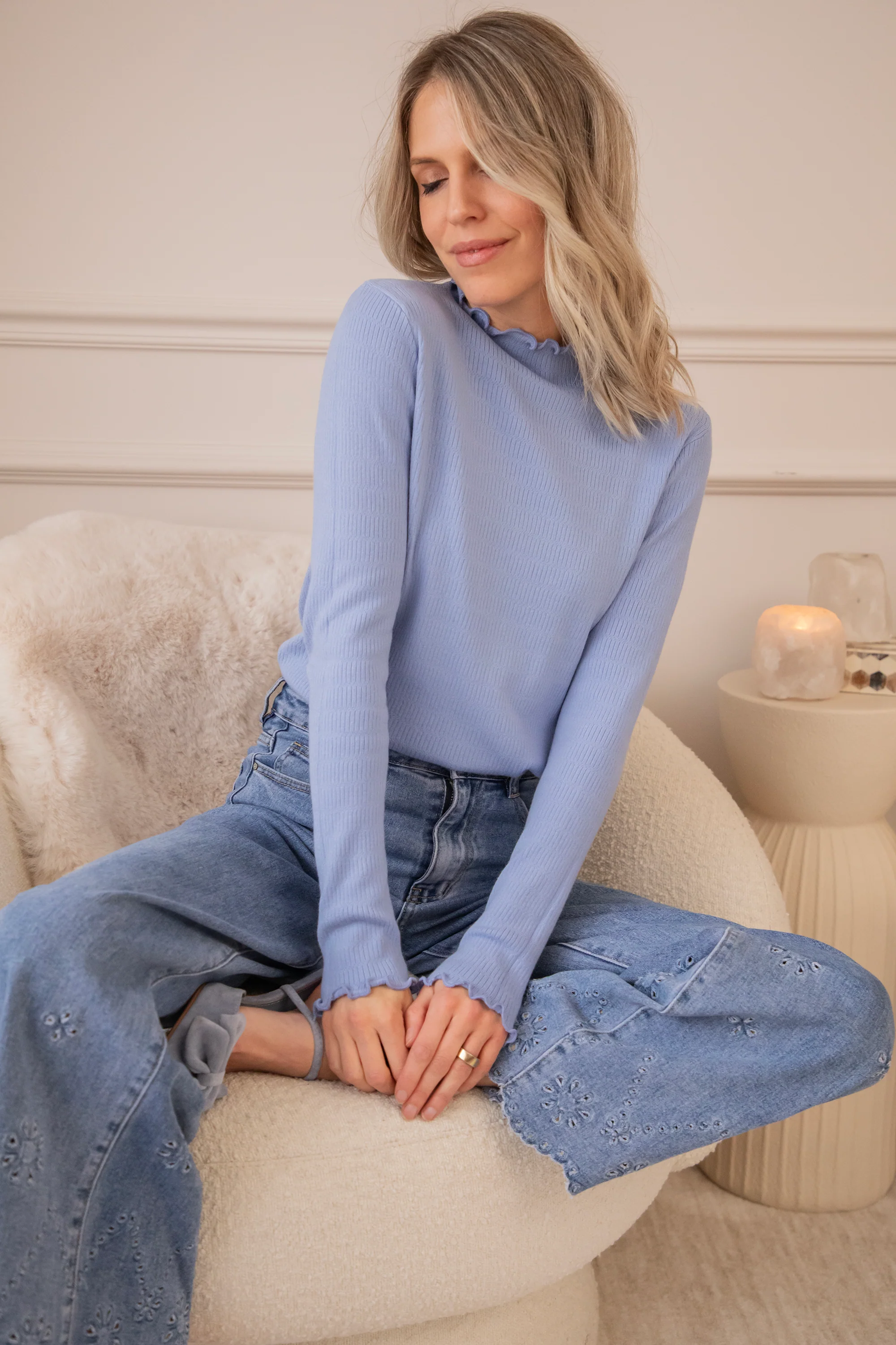 Cute Collar Ruches Blue - Longsleeve - Image 4