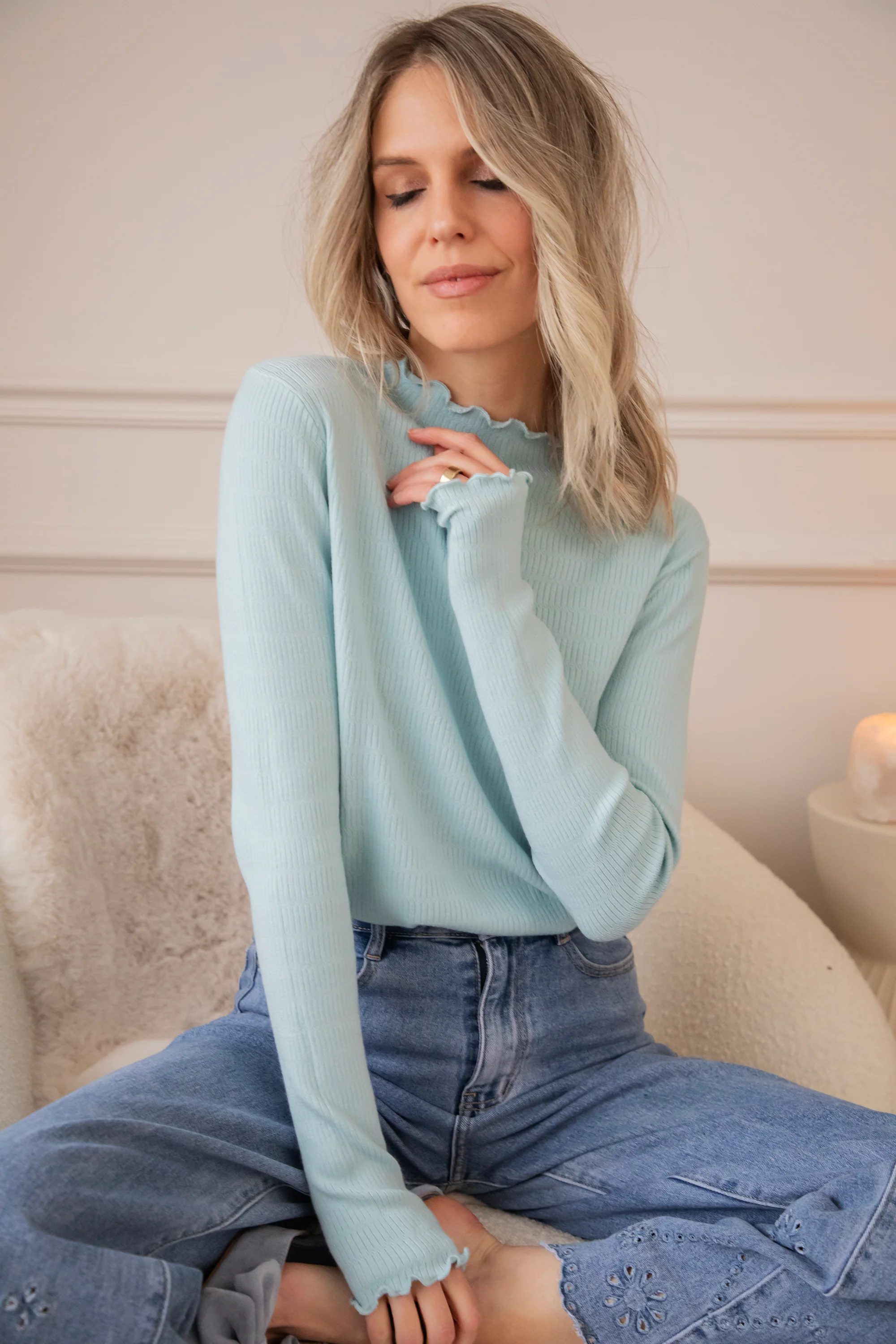 Cute Collar Ruches Soft Blue - Longsleeve - Image 7