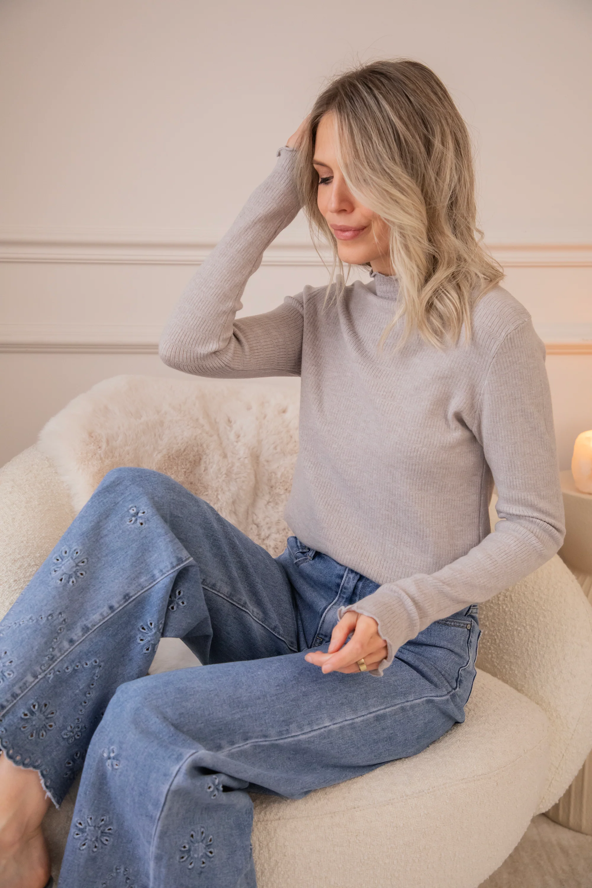 Cute Collar Ruches Soft Grey - Longsleeve - Image 5