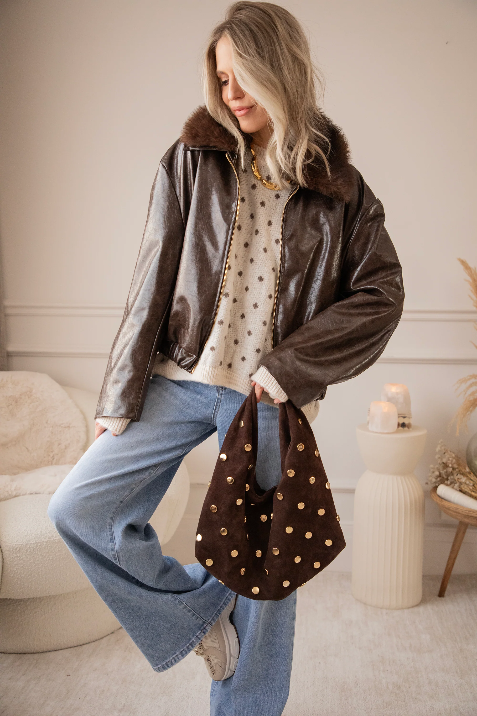 Surrounded By Dots Beige/Choco - Trui - Image 5