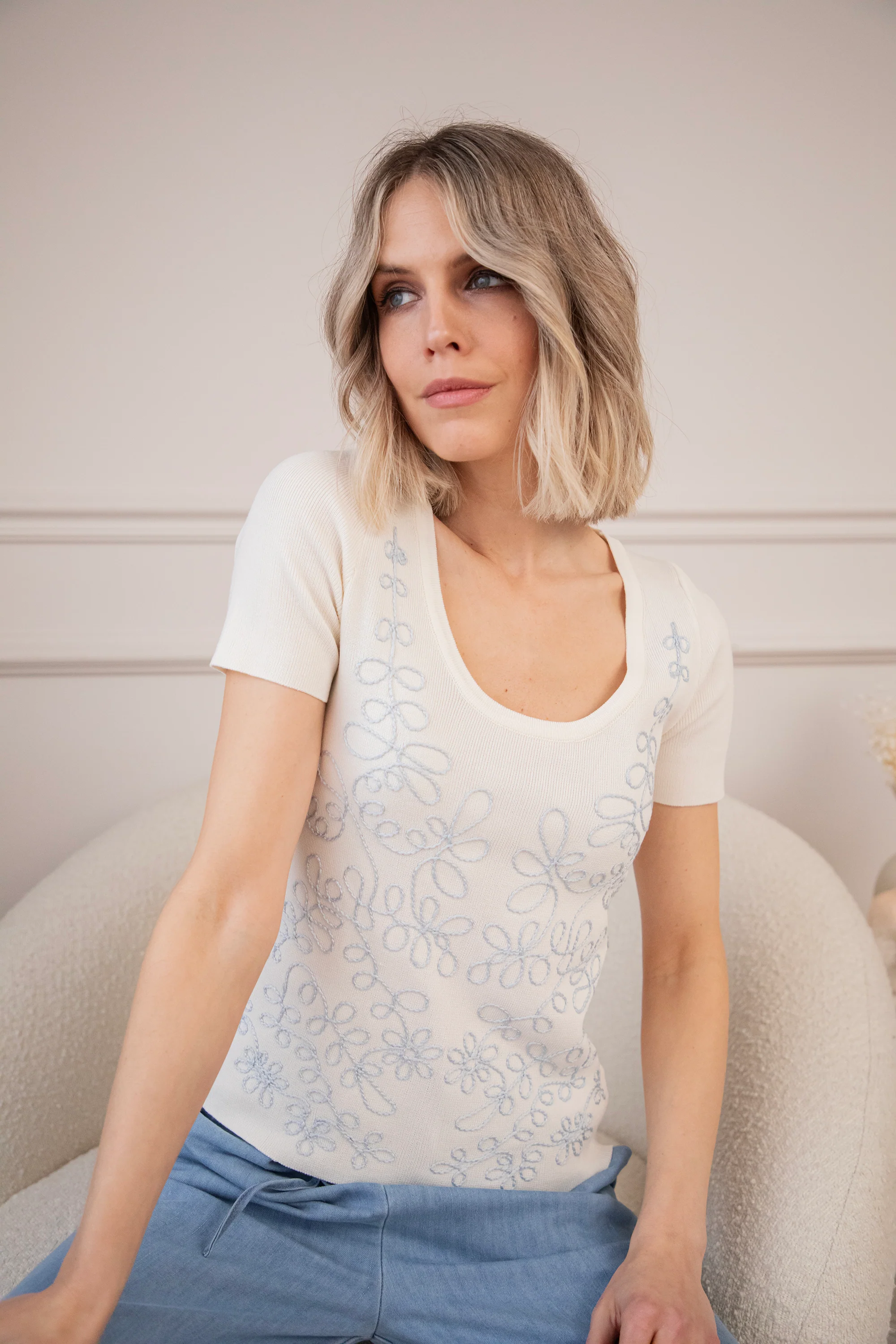 Just Flow Off White/Blue - T-Shirt - Image 4