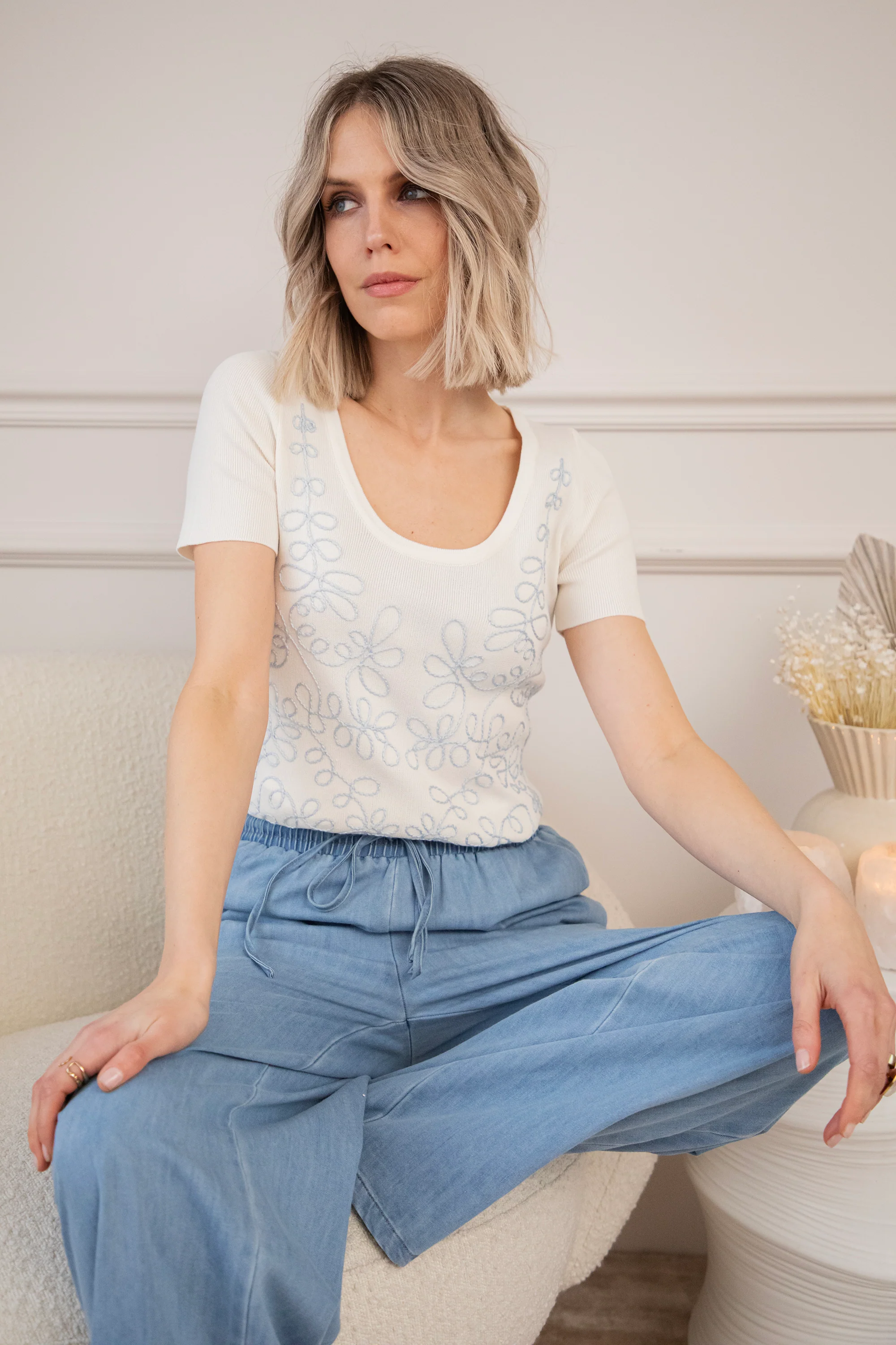 Just Flow Off White/Blue - T-Shirt - Image 5