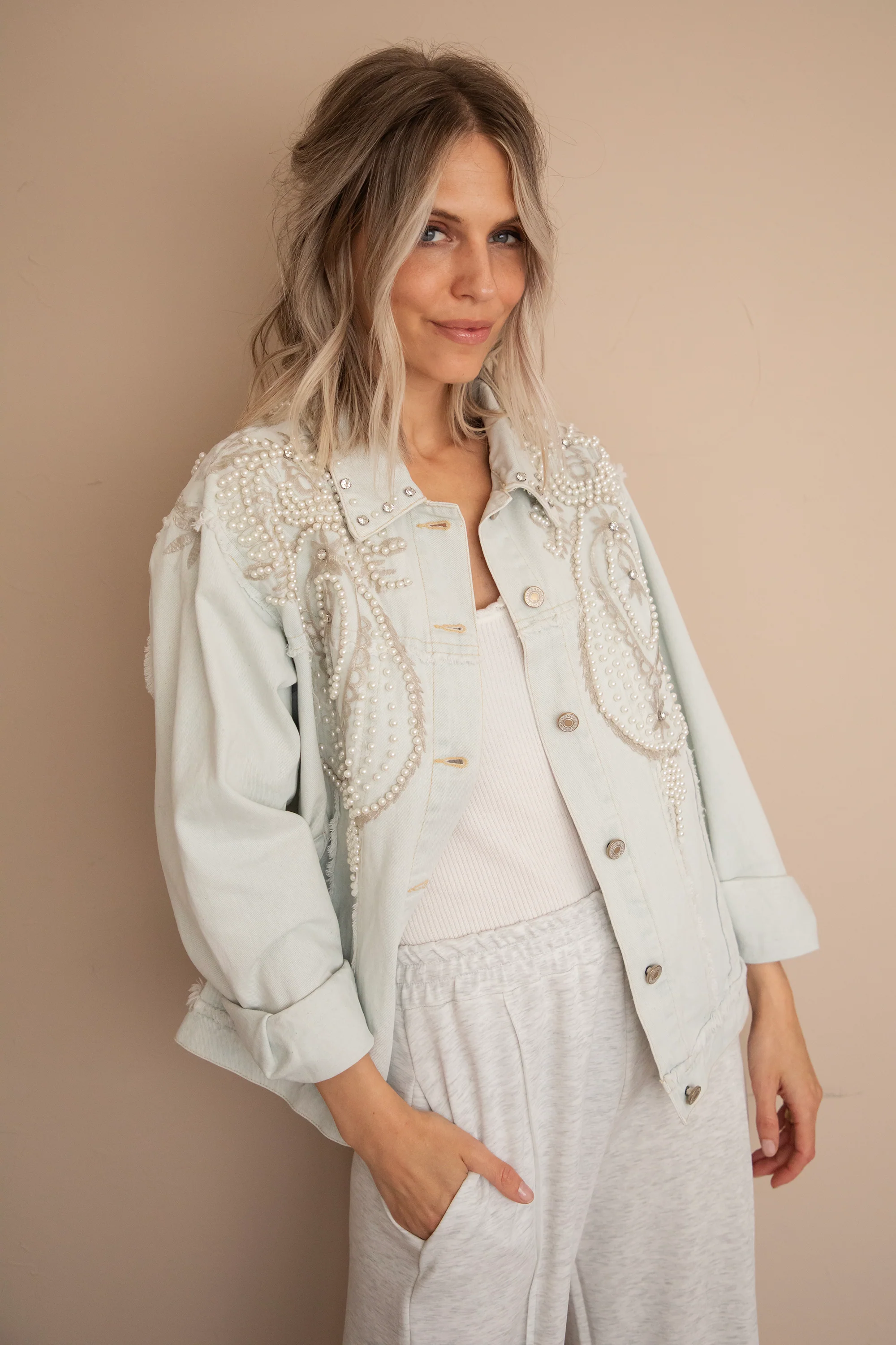 Louise Pearl Light Blue - Jacket - Image 12