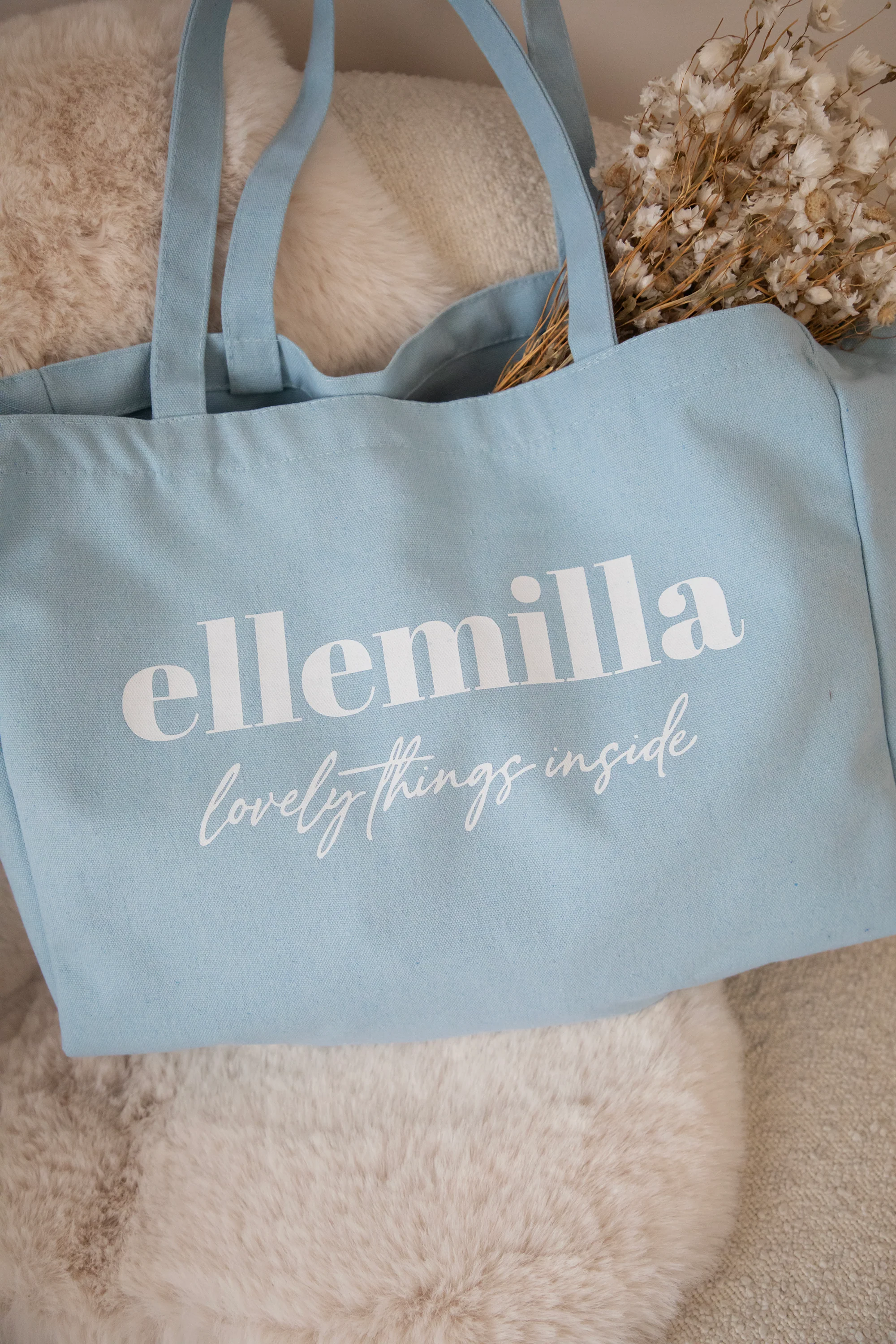 Lovely Things Inside Soft Blue - Canvas Tas - Image 3