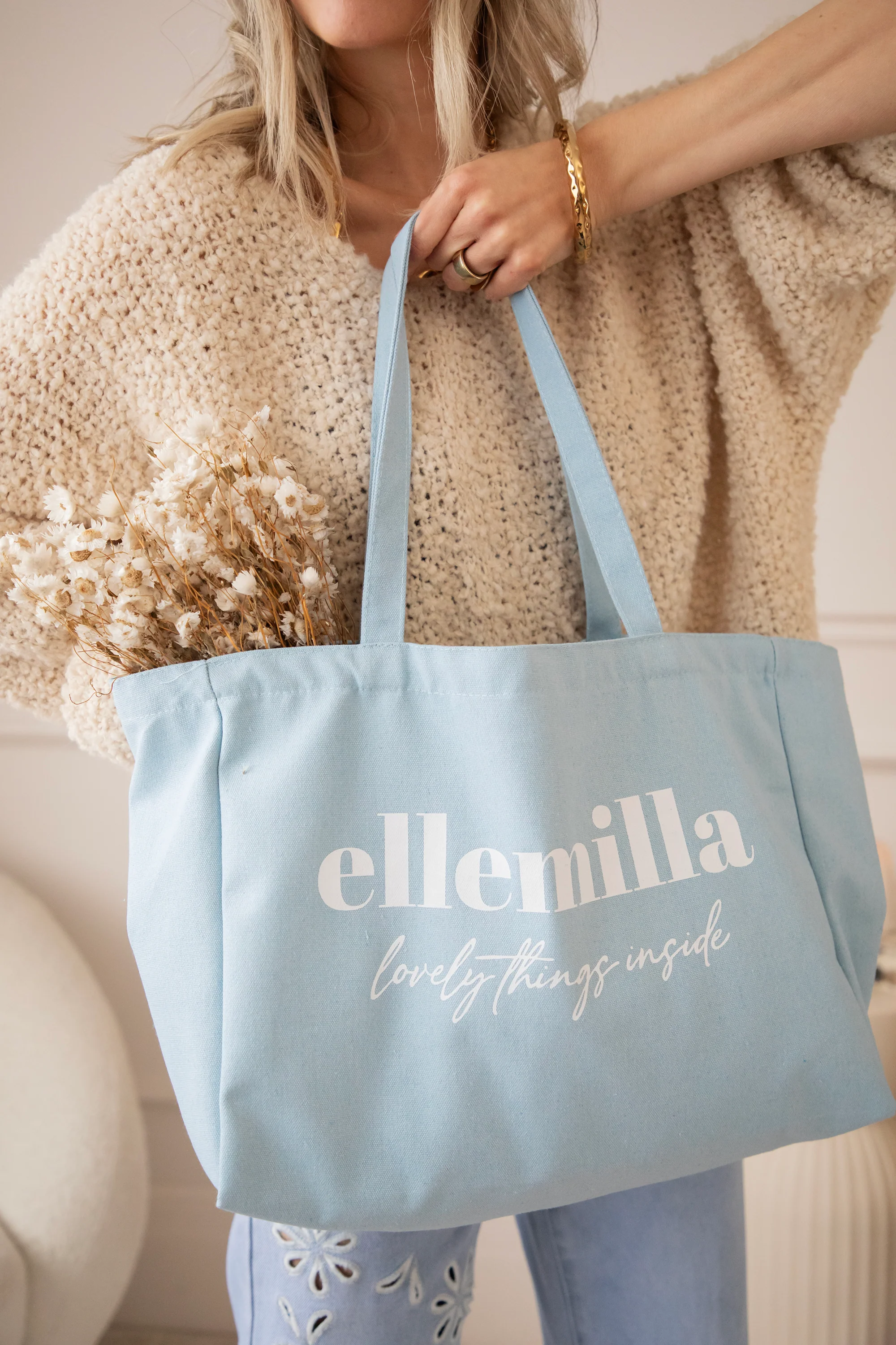 Lovely Things Inside Soft Blue - Canvas Tas - Image 5