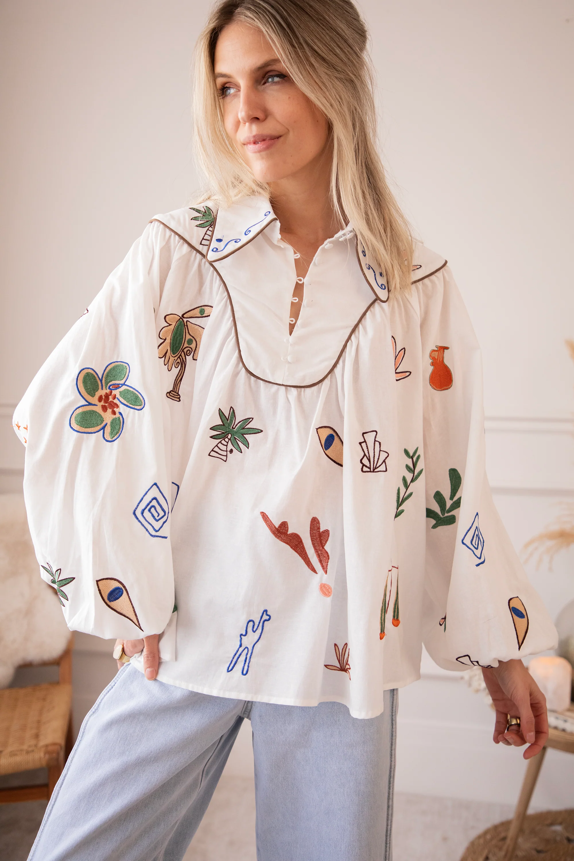 Oriental Escape White - Blouse - Image 7