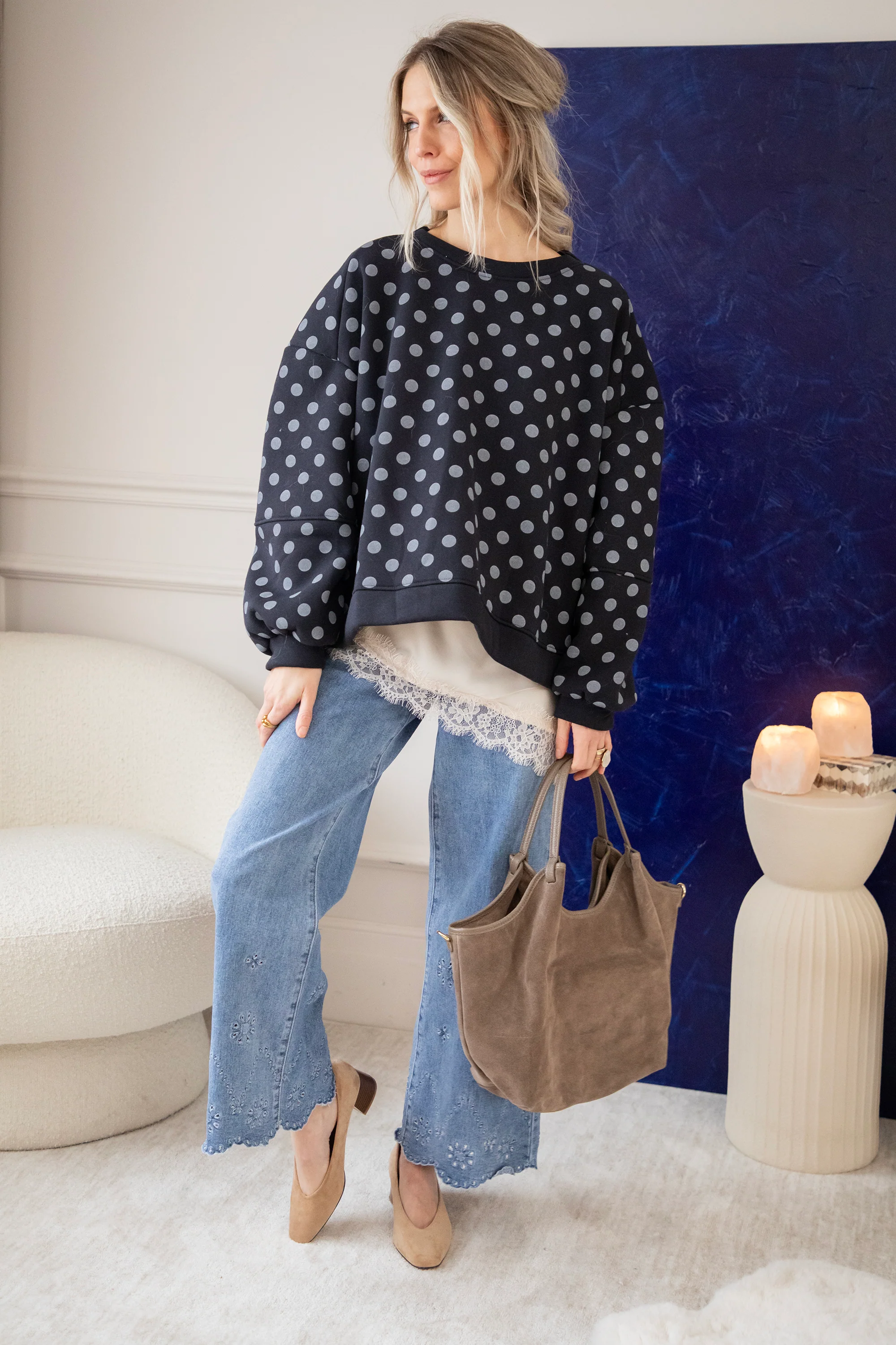 Pop Of Polka Navy - Sweater - Image 13