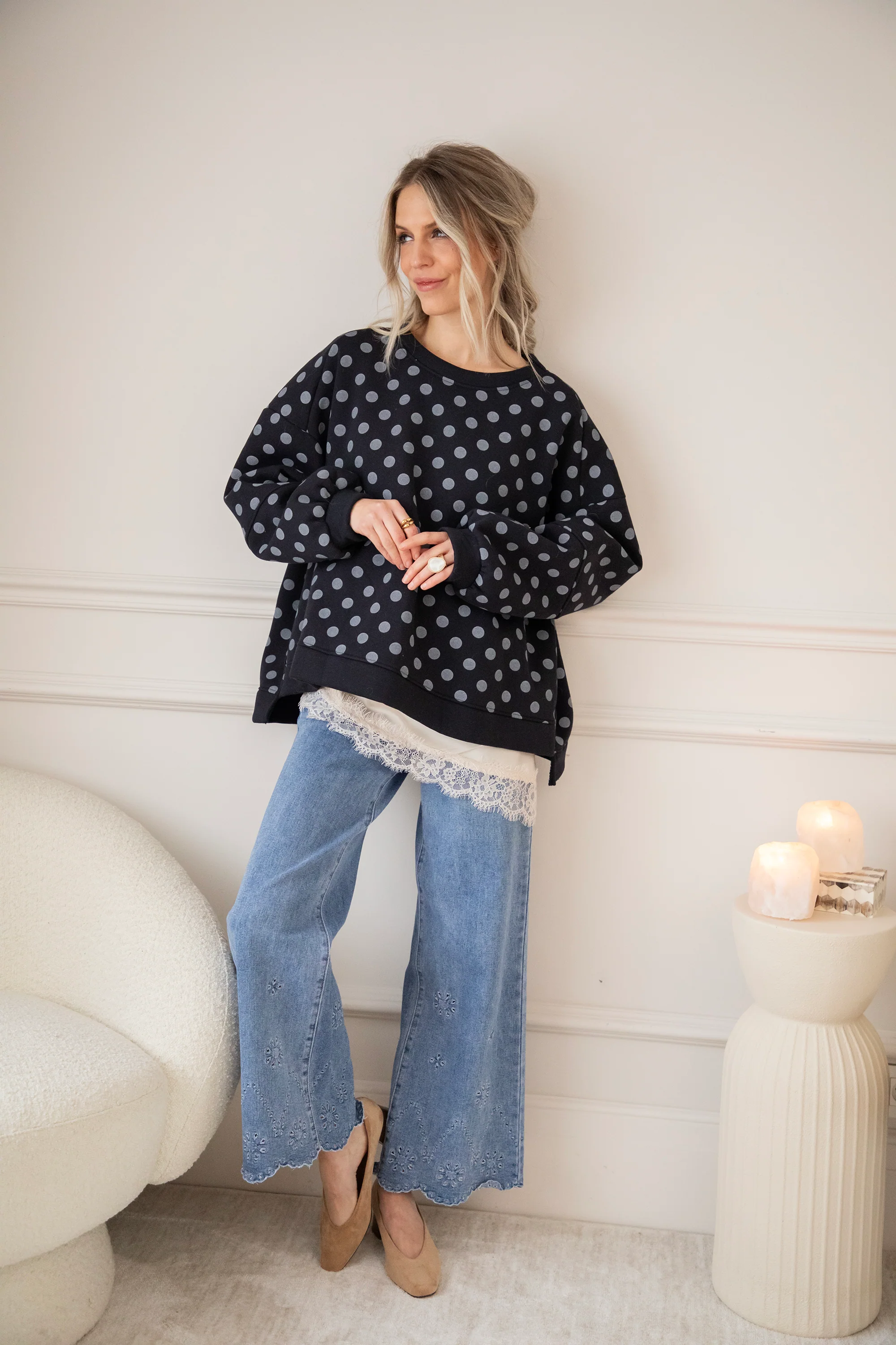 Pop Of Polka Navy - Sweater - Image 4