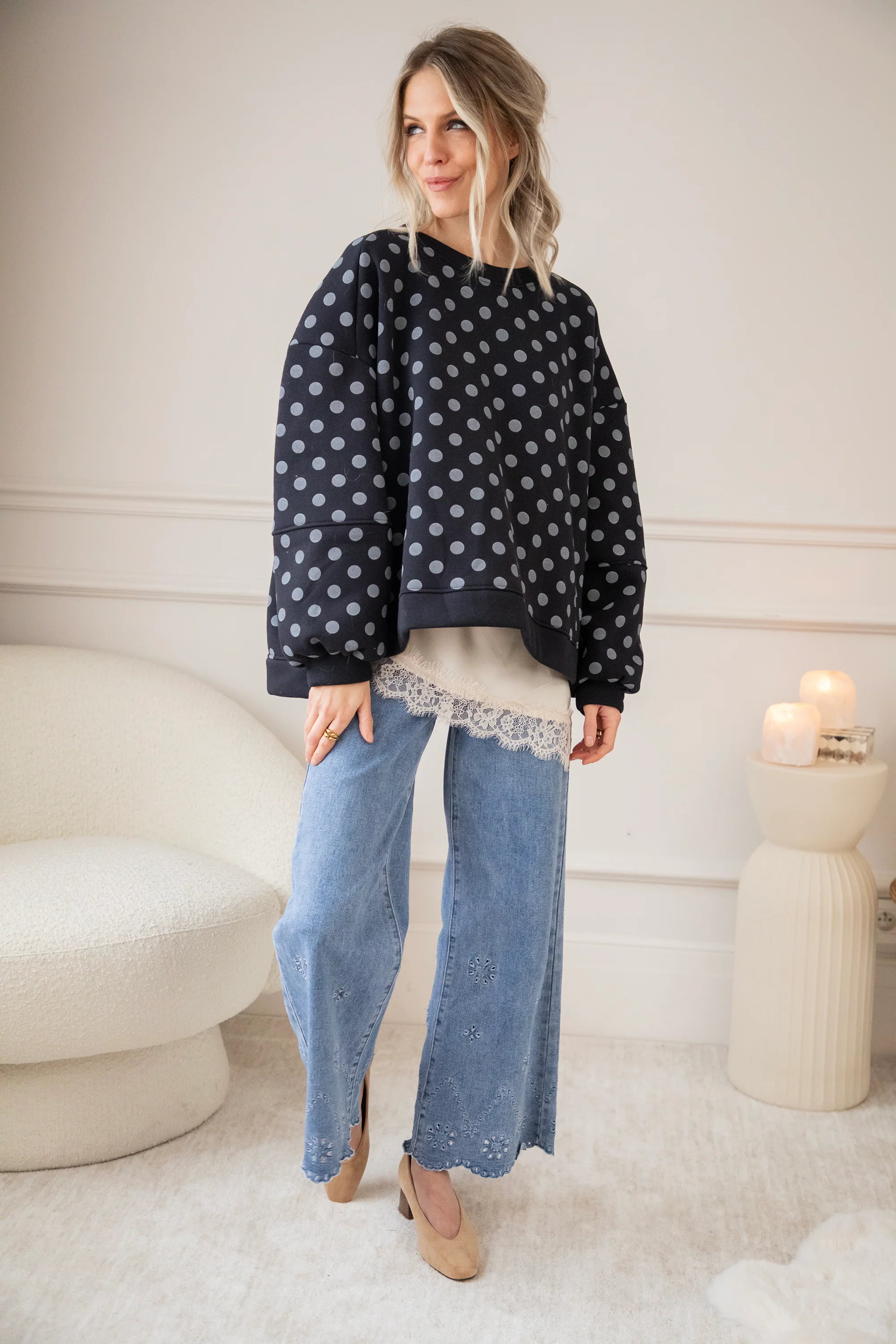 Pop Of Polka Navy - Sweater - Image 5