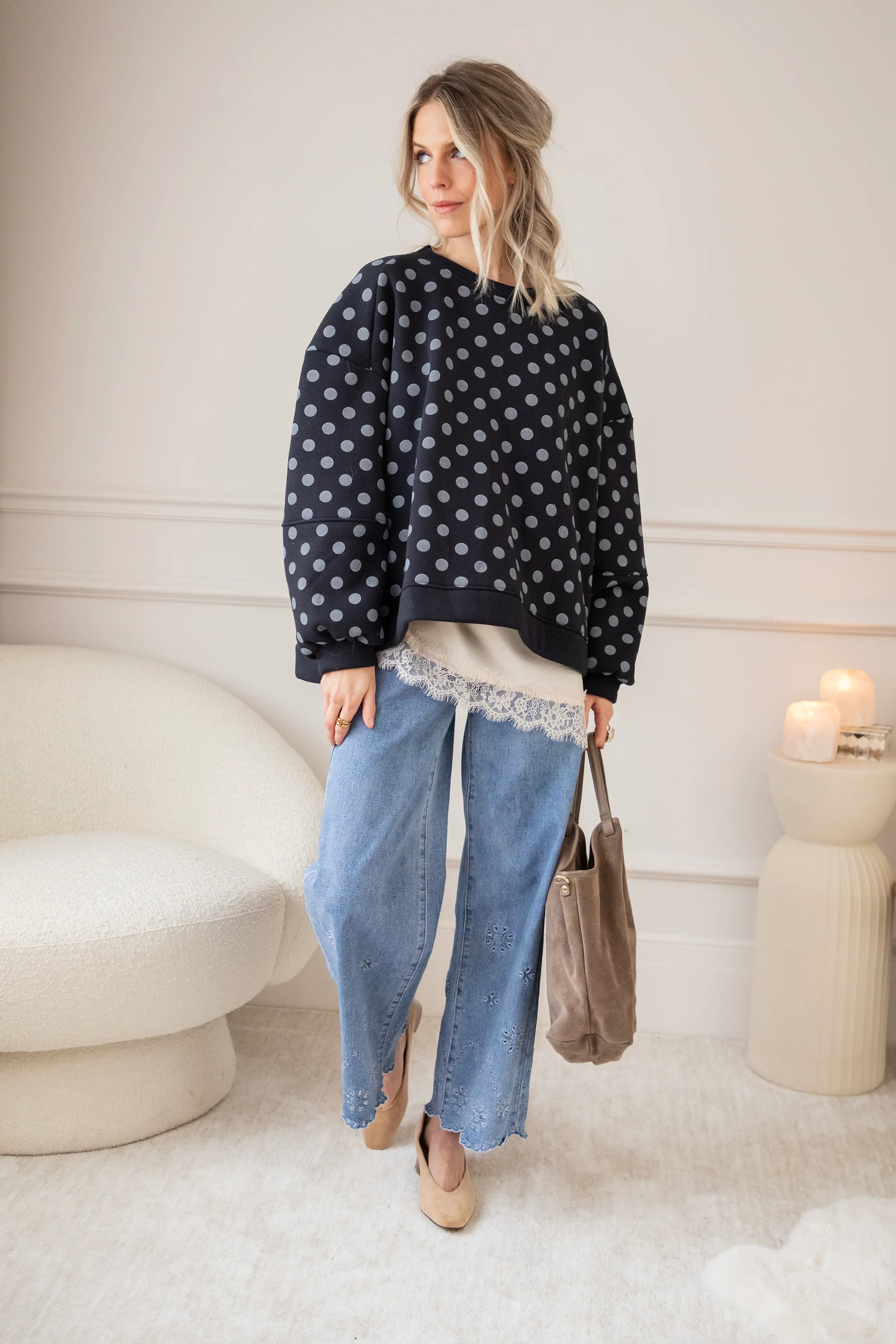 Pop Of Polka Navy - Sweater - Image 7