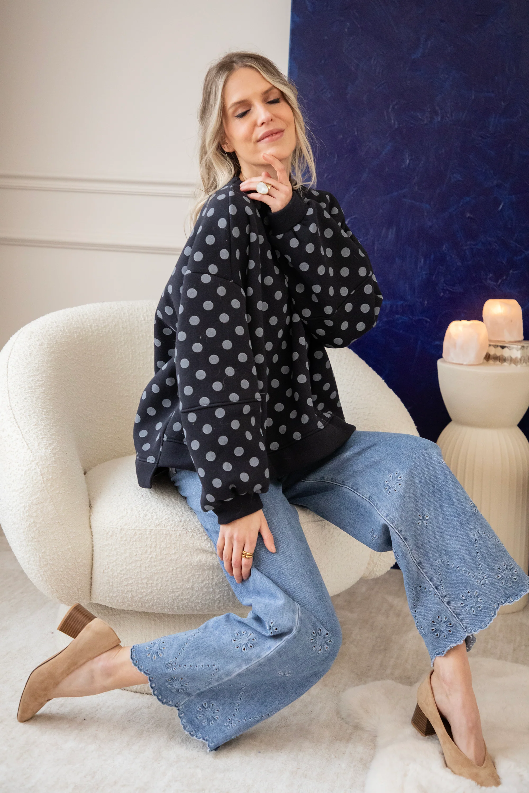 Pop Of Polka Navy - Sweater - Image 8