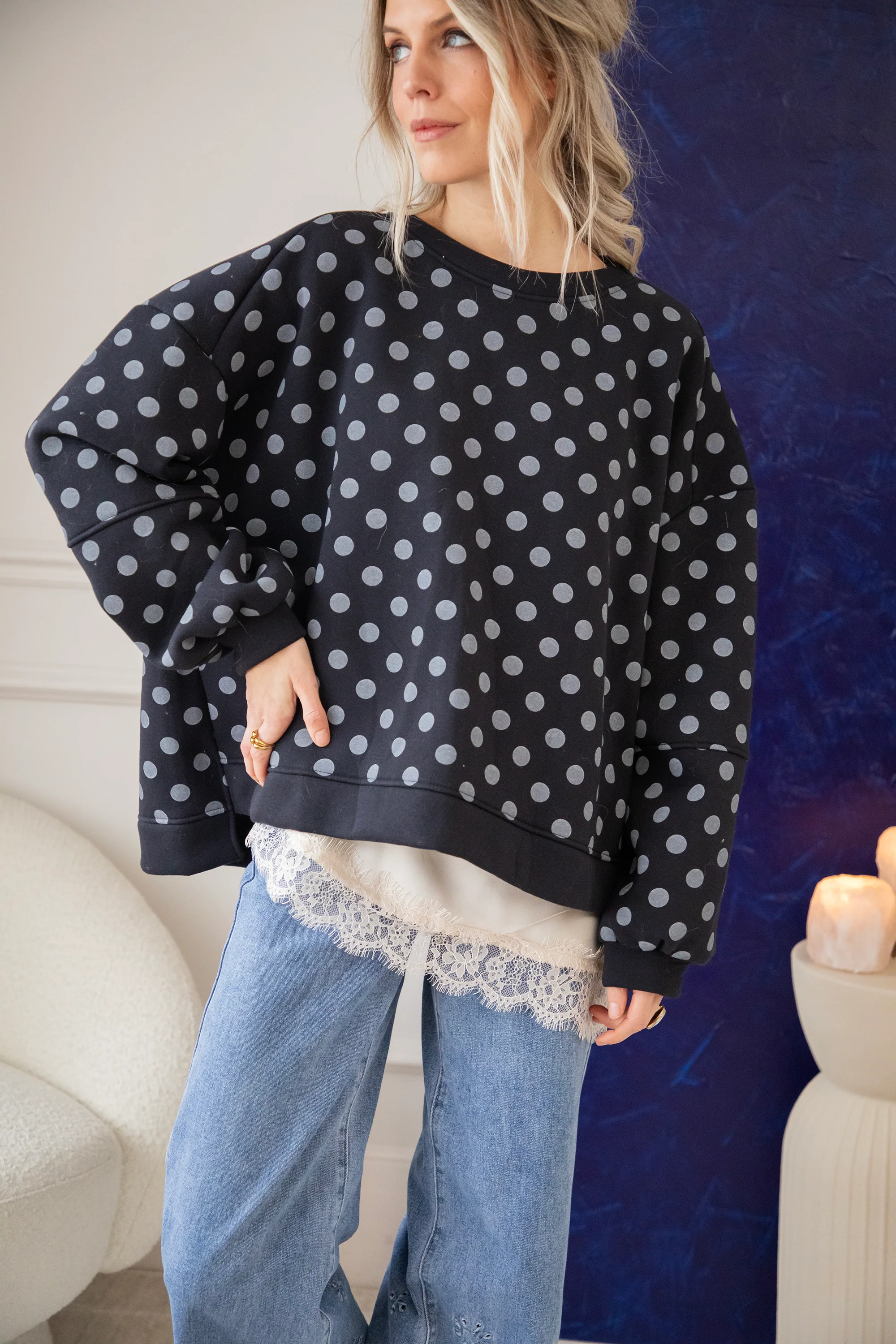 Pop Of Polka Navy - Sweater - Image 9