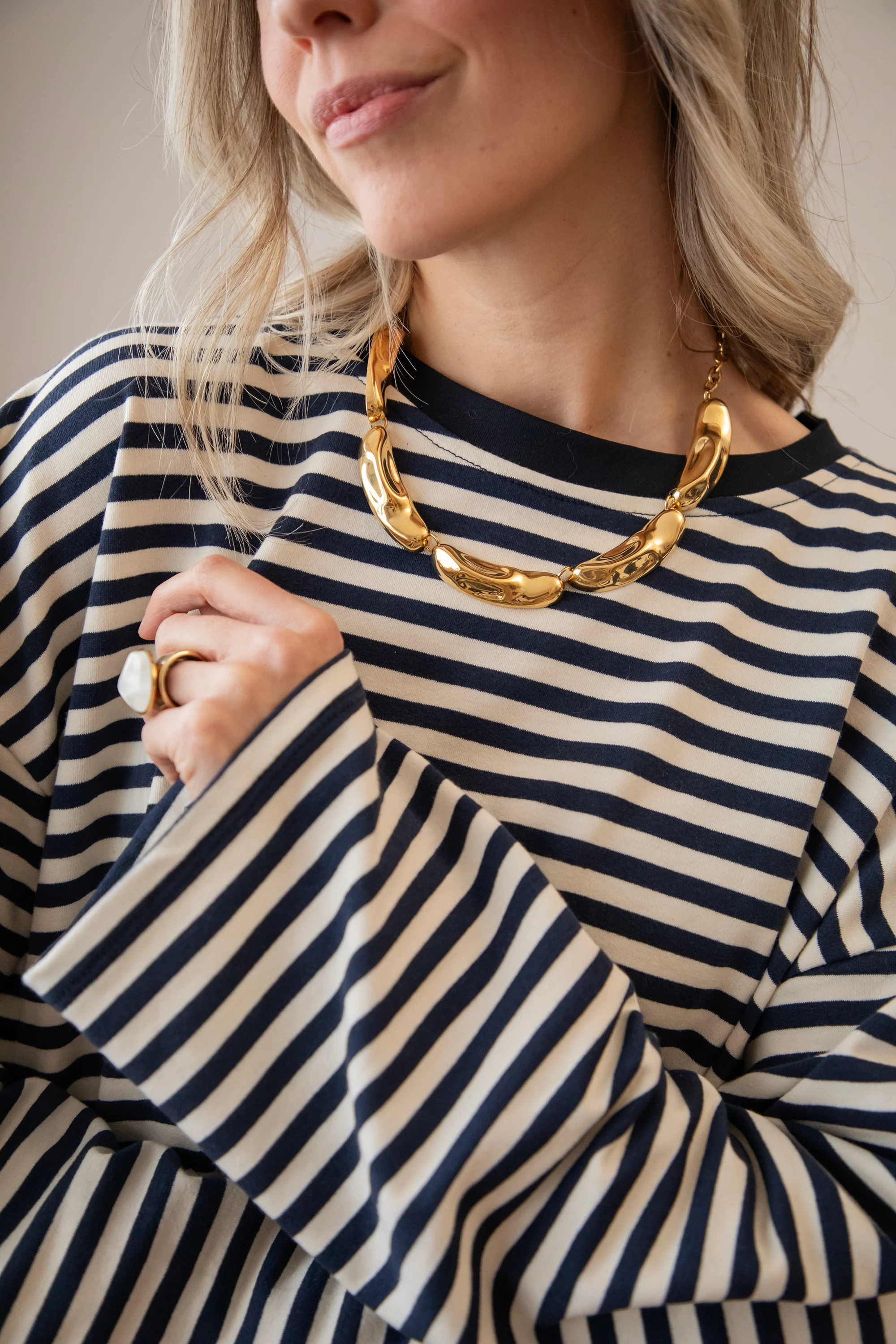 Sadie Stripe Beige/Navy - Longsleeve - Image 6