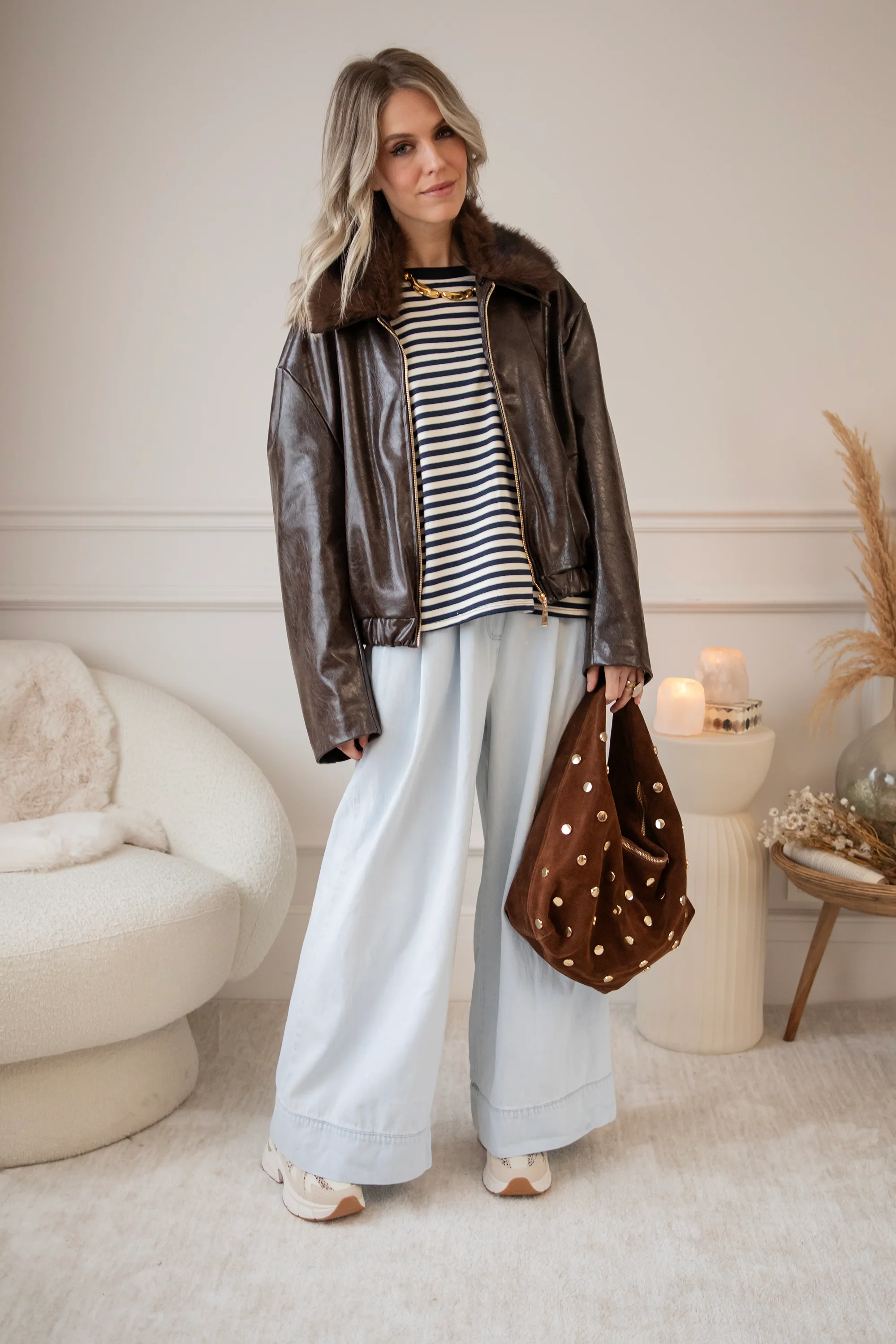 Sadie Stripe Beige/Navy - Longsleeve - Image 7