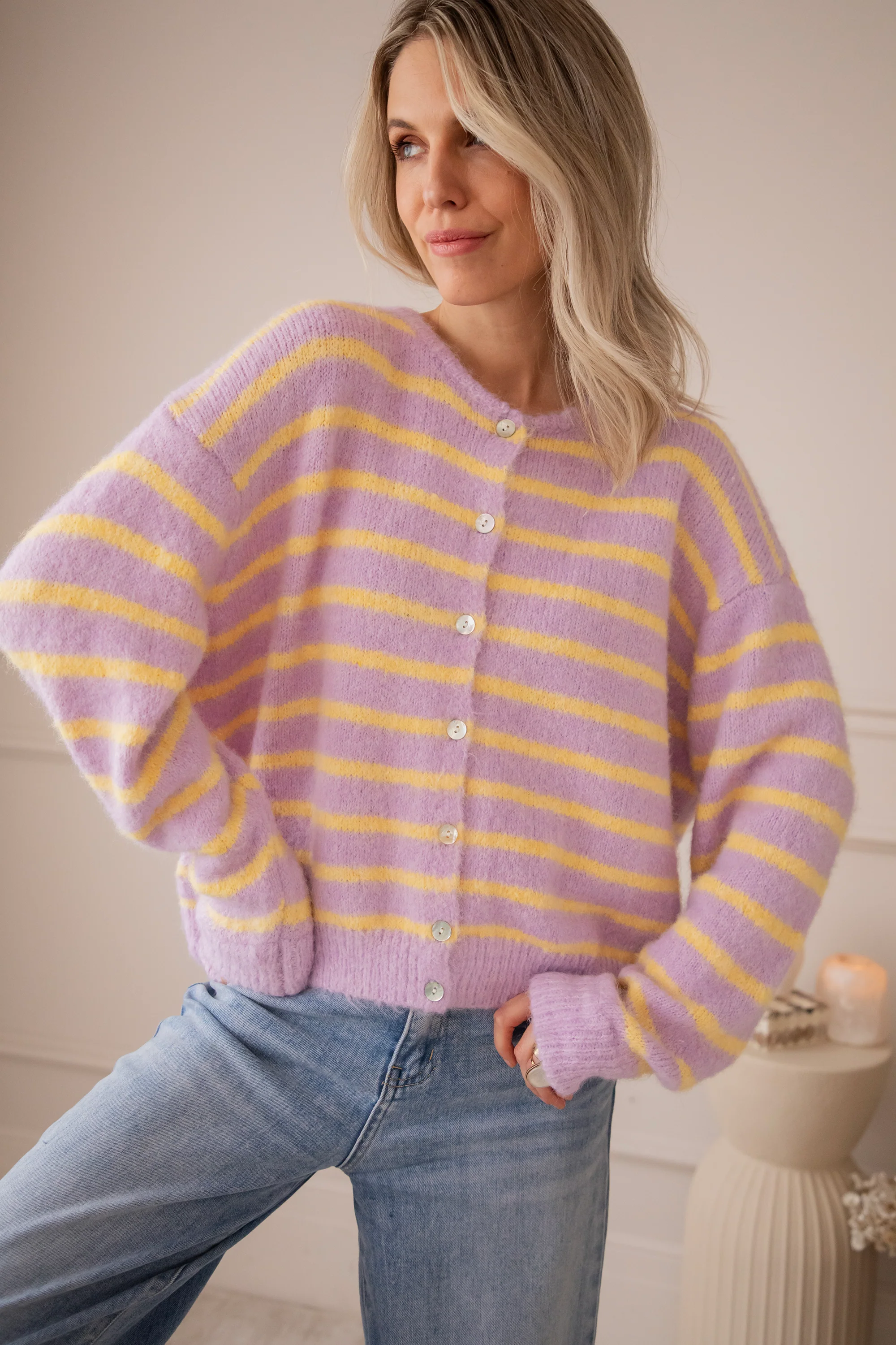 Samantha Stripe Lila/Yellow - Vest - Image 3