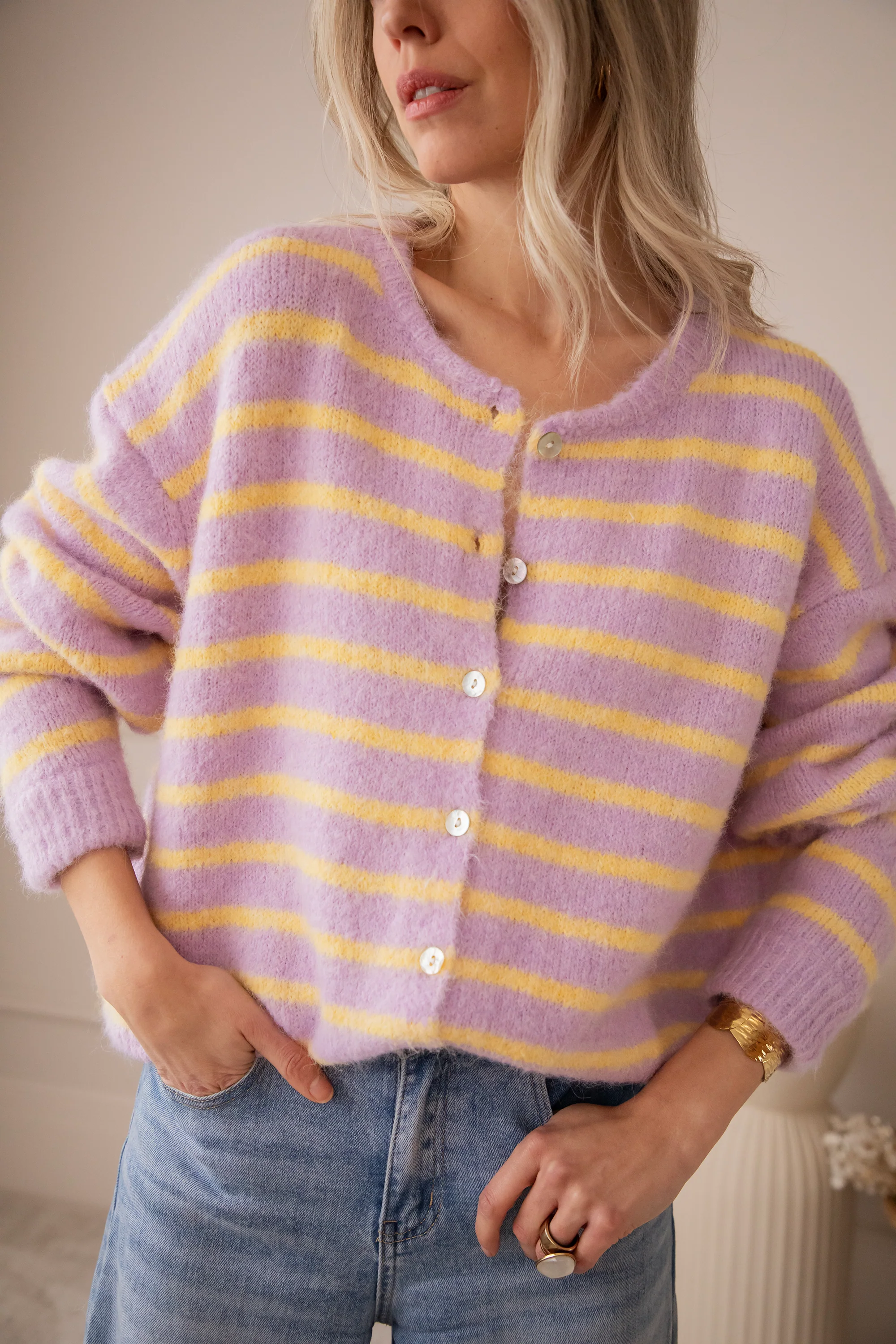 Samantha Stripe Lila/Yellow - Vest - Image 8