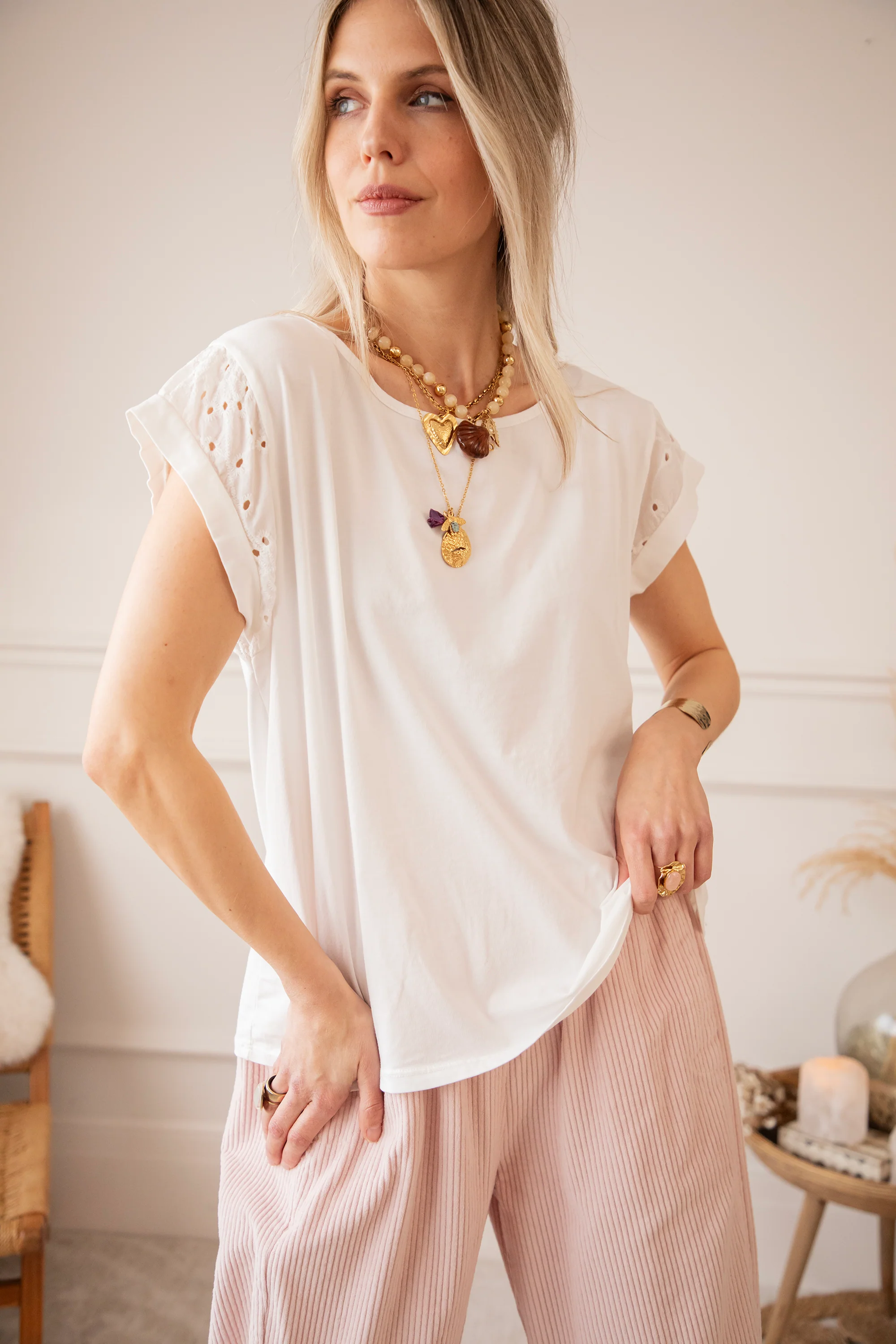 Sleeves Of Embroidery Anglaise White - T-Shirt - Image 4