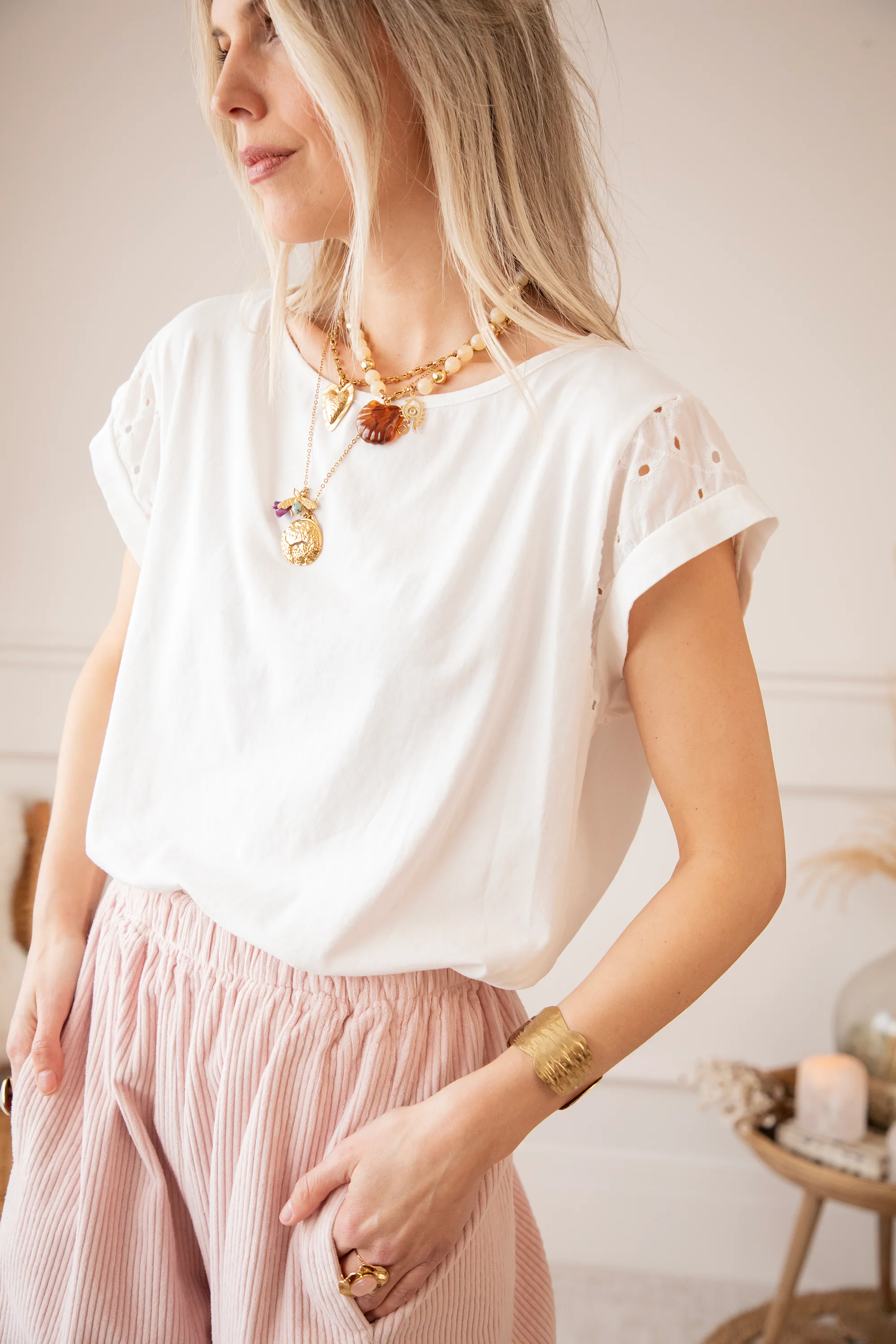 Sleeves Of Embroidery Anglaise White - T-Shirt - Image 9