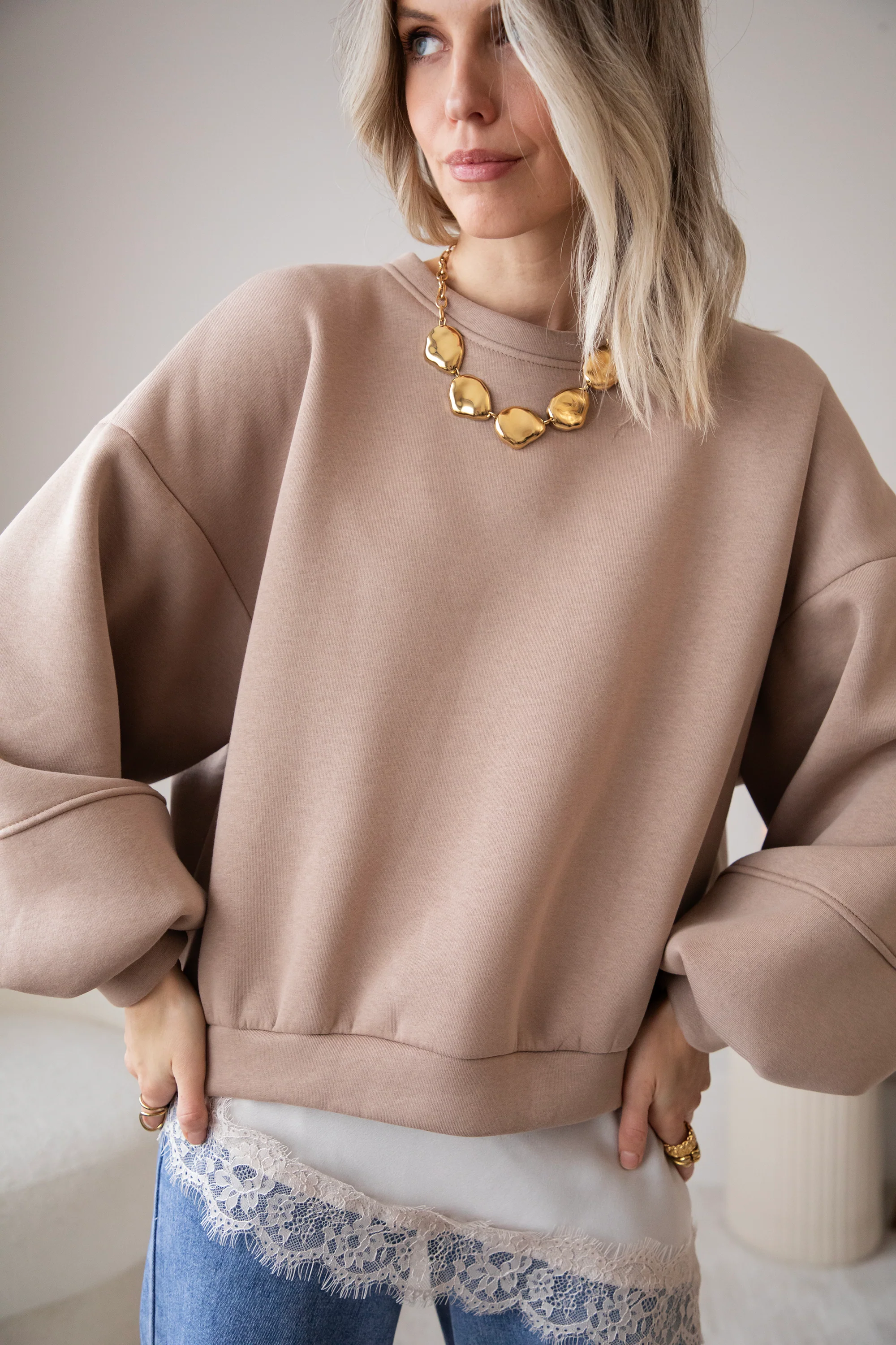Snuggle Up Taupe - Sweater - Image 3