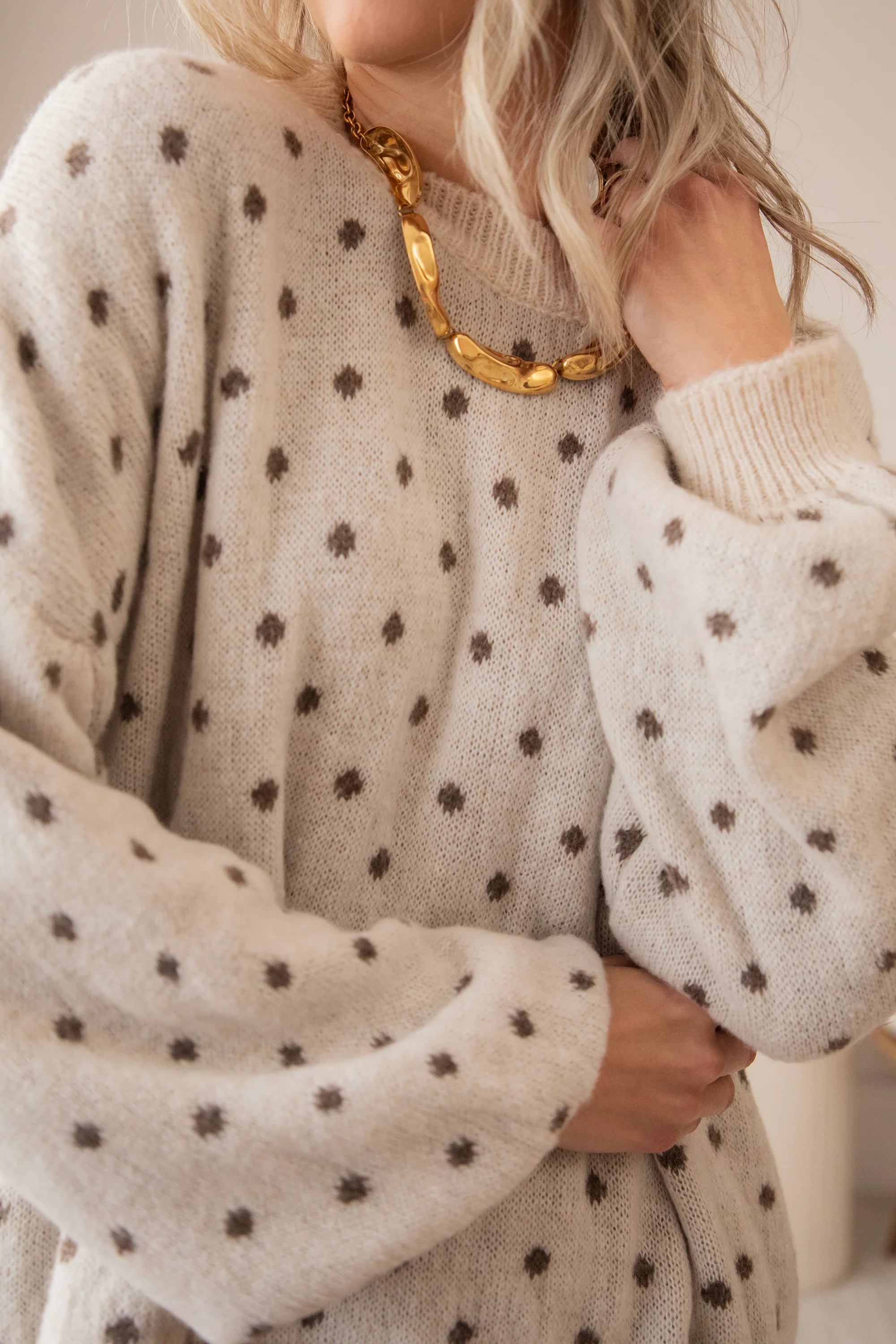 Surrounded By Dots Beige/Choco - Trui - Image 4