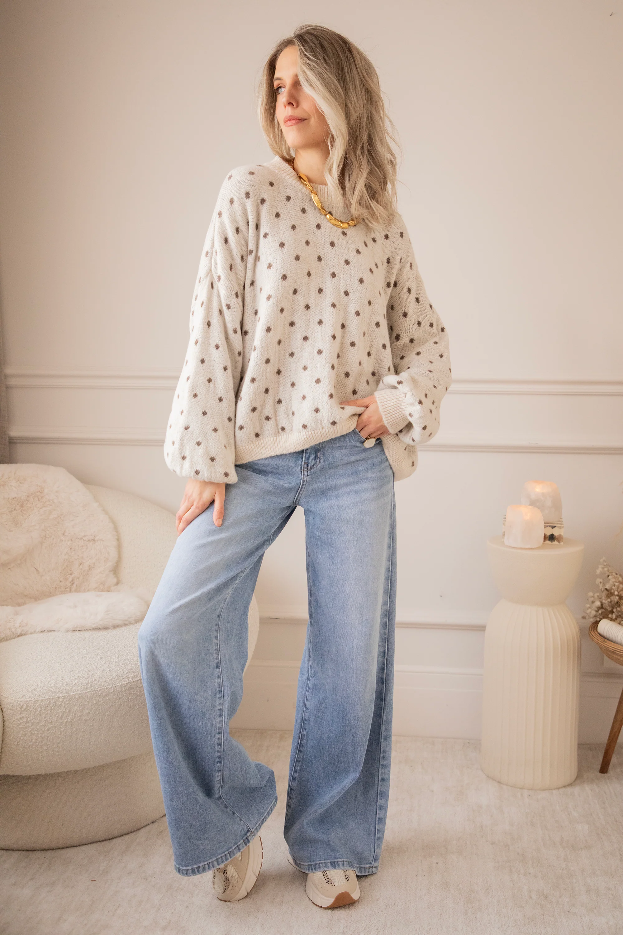 Surrounded By Dots Beige/Choco - Trui - Image 8