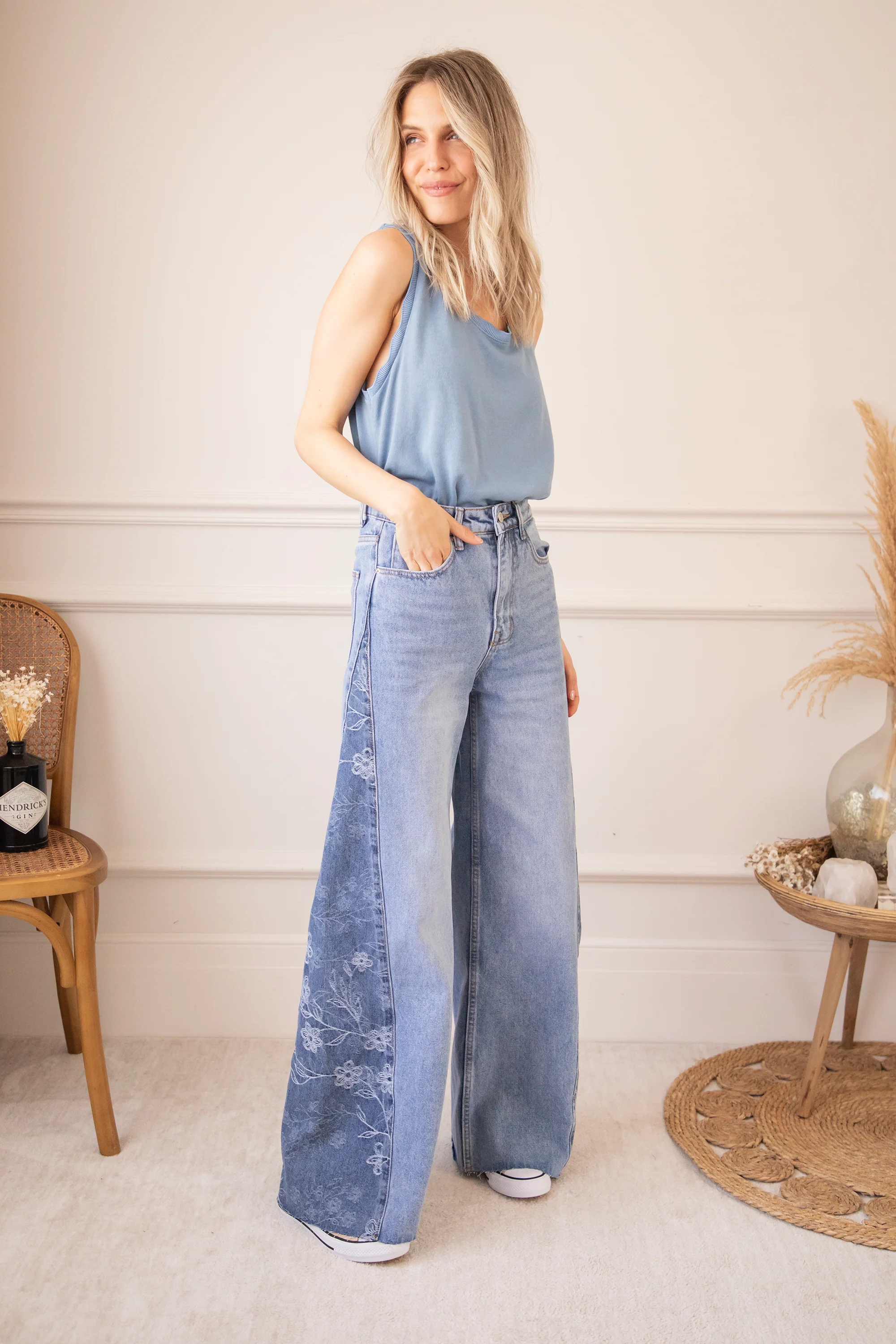 Wide Side Bloom Blue - Jeans - Image 3